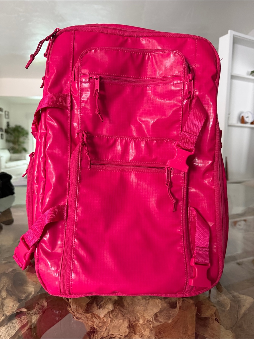 Calpak Vibrant Hot Pink Travel Backpack Tote